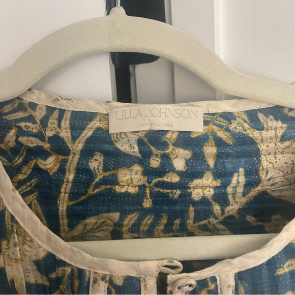 Ulla Johnson Kirana Lanai Printed Boho Blouse Blue Tan Floral - Picture 3 of 5